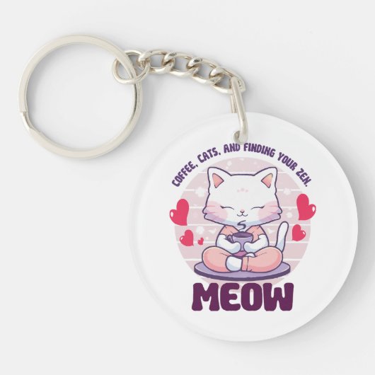 Meditation cat - Kawaii cat Sleutelhanger (Voorkant)
