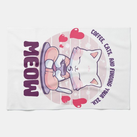 Meditation cat - Kawaii cat Theedoek (Horizontaal)