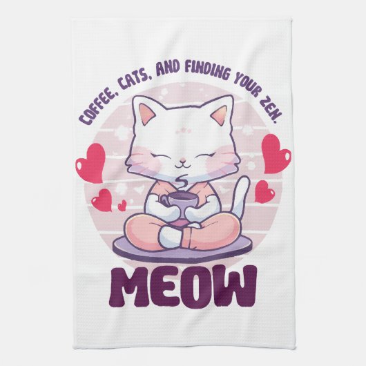 Meditation cat - Kawaii cat Theedoek (Verticaal)