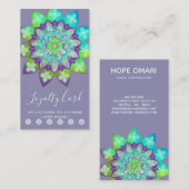 Meditation Flower Mandala in Paarse Loyalty Visitekaartje (Voorkant / Achterkant)