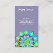 Meditation Flower Mandala in Paarse Loyalty Visitekaartje (Achterkant)