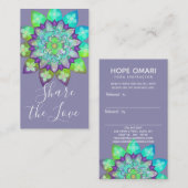 Meditation Flower Mandala in Paarse Referral Visitekaartje (Voorkant / Achterkant)