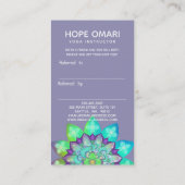 Meditation Flower Mandala in Paarse Referral Visitekaartje (Achterkant)