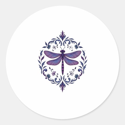 Meditation Fractal Geometry Spiritual Yoga Dragonf Ronde Sticker (Voorkant)