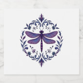 Meditation Fractal Geometry Spiritual Yoga Dragonf Sparkling Wijnetiket (Enkel label)