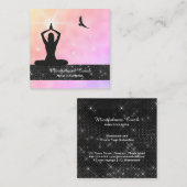 *~* Meditation Glitter Bird Eagle Pastel Yoga Vierkante Visitekaartje (Voorkant / Achterkant)