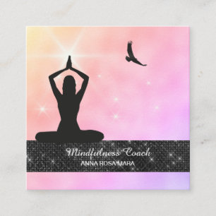 *~* Meditation Glitter Bird Eagle Pastel Yoga Vierkante Visitekaartje