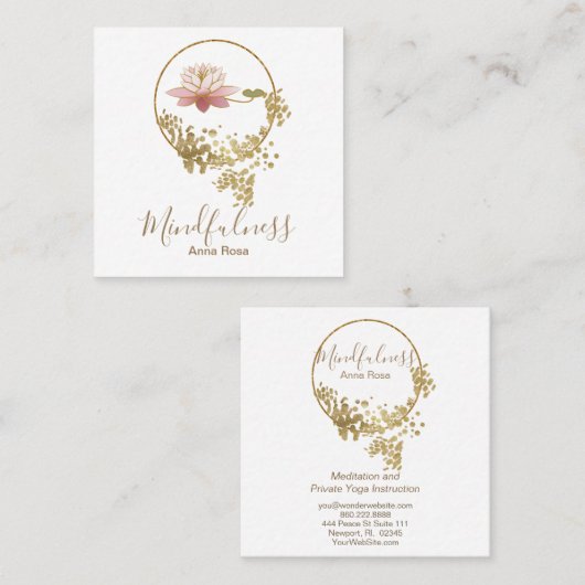 *~* Meditation Gold Glitter Lotus Mindfulness Yoga Vierkante Visitekaartje (Voorkant / Achterkant)