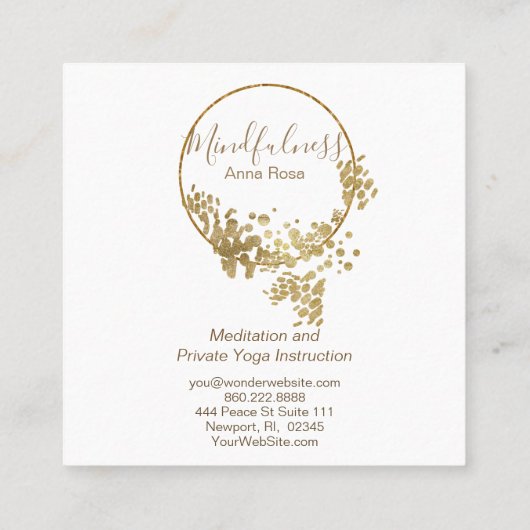 *~* Meditation Gold Glitter Lotus Mindfulness Yoga Vierkante Visitekaartje (Achterkant)