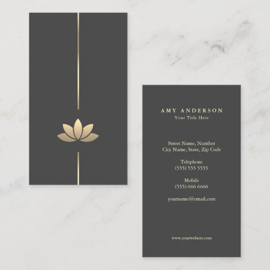 Meditation Gold Lotus Flower Visitekaartje (Voorkant / Achterkant)
