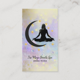 *~* Meditation Gold Woman + Moon Mindfulness Yoga Visitekaartje
