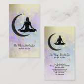 *~* Meditation Gold Woman + Moon Mindfulness Yoga Visitekaartje (Voorkant / Achterkant)
