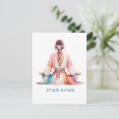 Meditation- Illustration mit Frau- boho- inhale Briefkaart (Staand voorkant)