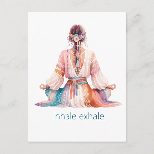 Meditation- Illustration mit Frau- boho- inhale Briefkaart (Voorkant)