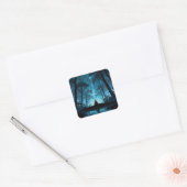 Meditation in the forest at night vierkante sticker (Envelop)