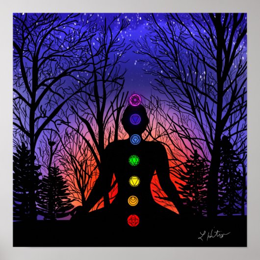 Meditation in the Park | Yoga, Trees and Sunset Poster (Voorkant)