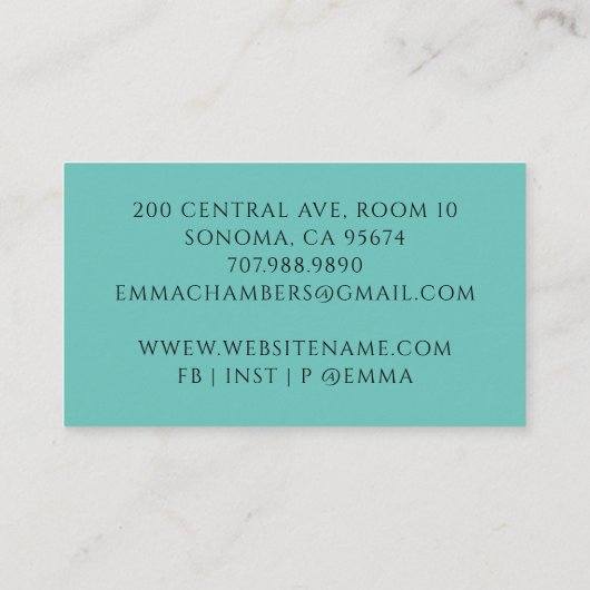 Meditation Instructor Lotus Pose Mandala Green Visitekaartje (Achterkant)