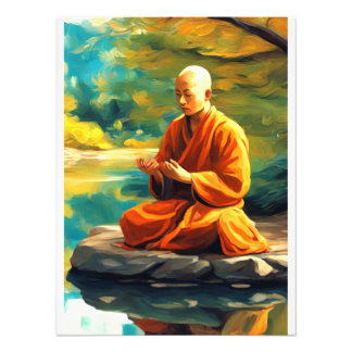 Meditation KI Gemälde buddhistischer Mönch  Foto Afdruk