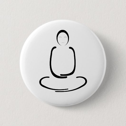 Meditation Man Black Ronde Button 5,7 Cm (Voorkant)