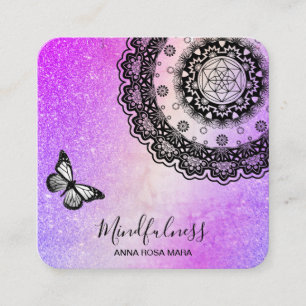 *~* Meditation Mandala Reiki Yoga . Butterfly Vierkante Visitekaartje