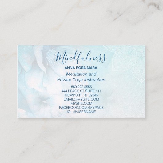 *~* Meditation Mandala Reiki Yoga Floral Glitter Visitekaartje (Achterkant)