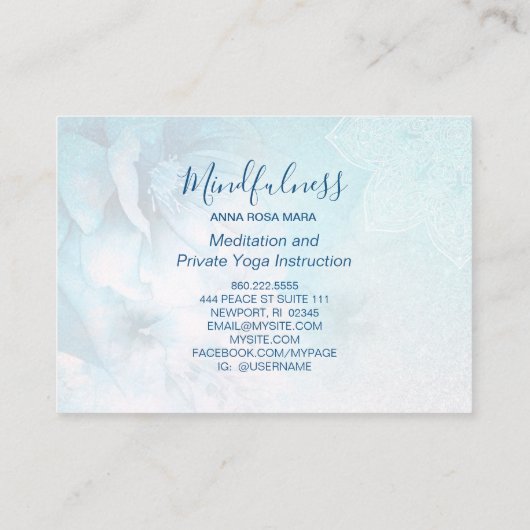 *~* Meditation Mandala Yoga Reiki Floral Glitter Visitekaartje (Achterkant)