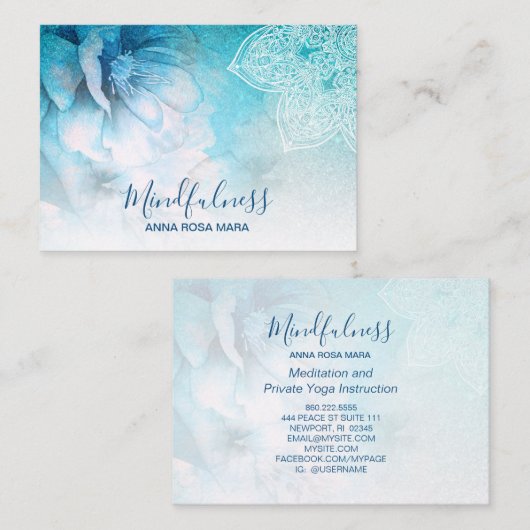 *~* Meditation Mandala Yoga Reiki Floral Glitter Visitekaartje (Voorkant / Achterkant)