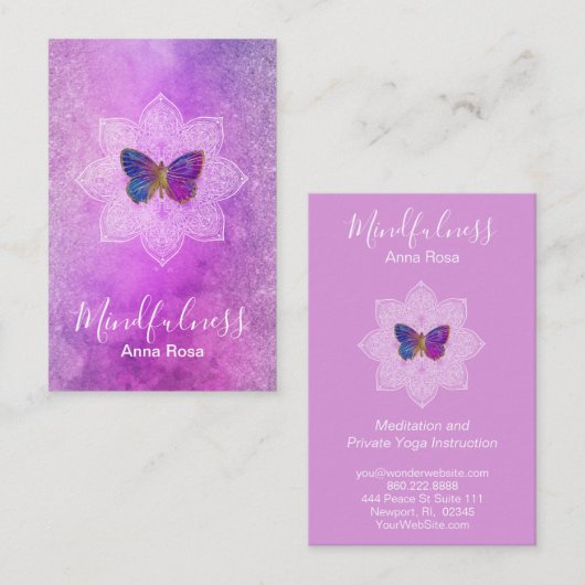 ** Meditation Mindfulness Mandala Butterfly Reiki Visitekaartje (Voorkant / Achterkant)
