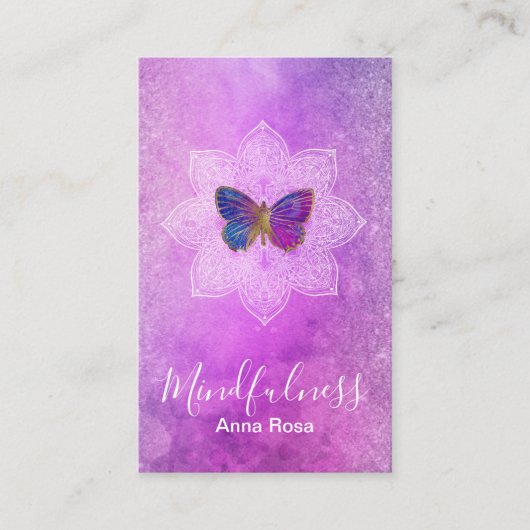 ** Meditation Mindfulness Yoga Mandala Butterfly Visitekaartje (Voorkant)