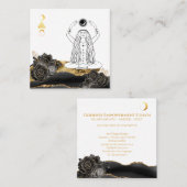 *~* Meditation Moon Luna Roos Boho Goddess Yoga Vierkante Visitekaartje (Voorkant / Achterkant)