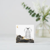 *~* Meditation Moon Luna Roos Goddess Yoga Boho Vierkante Visitekaartje (Staand voorkant)