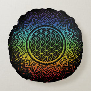 Meditation Pillow Flower of life Mandala Chakra Rond Kussen