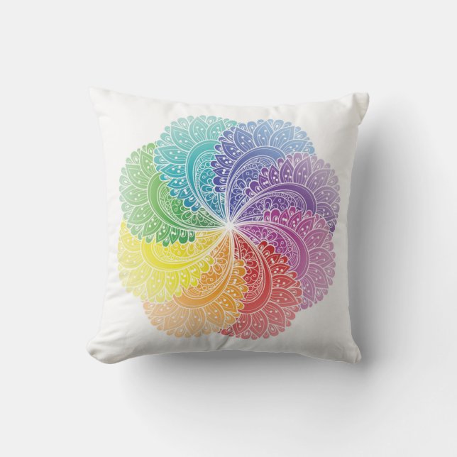 Meditation pillow Mandala Chakra kleuren Kussen (Voorkant)