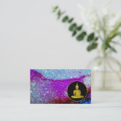 *~* Meditation Rainbow Universe Glitter Buddha Visitekaartje (Staand voorkant)