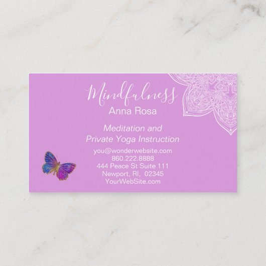 *~* Meditation Reik Mandala Butterfly Yoga Visitekaartje (Achterkant)