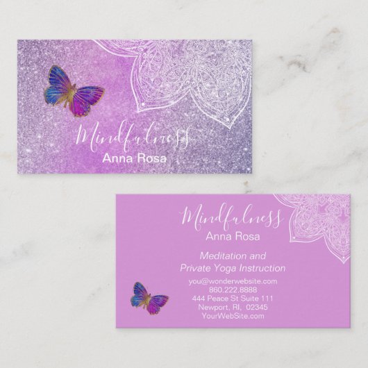*~* Meditation Reik Mandala Butterfly Yoga Visitekaartje (Voorkant / Achterkant)