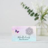 *~* Meditation Reik Yoga Butterfly Floral Mandala Visitekaartje (Staand voorkant)