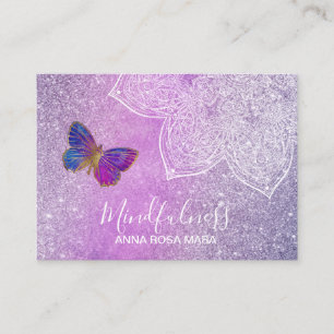 *~* Meditation Reiki Mandala Butterfly Glitter Visitekaartje