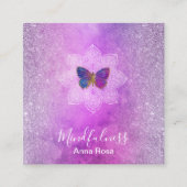 *~* Meditation Reiki Mindfulness Mandala Butterfly Vierkante Visitekaartje (Voorkant)