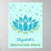 Meditation Space Blue Lotus Flower Zen | Naam Poster (Voorkant)