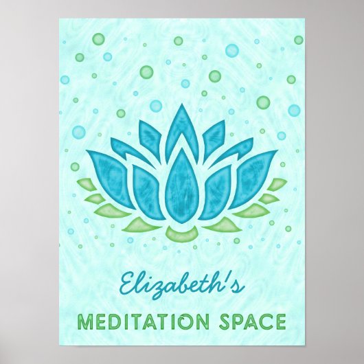 Meditation Space Blue Lotus Flower Zen | Naam Poster (Voorkant)