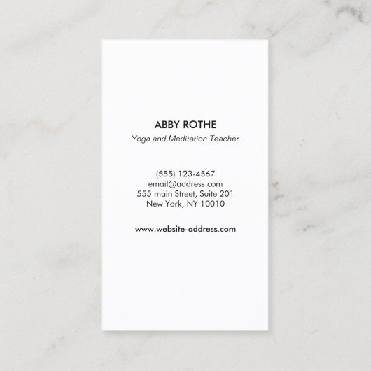 Meditation Teacher & Reiki Practitioner Visitekaartje (Achterkant)