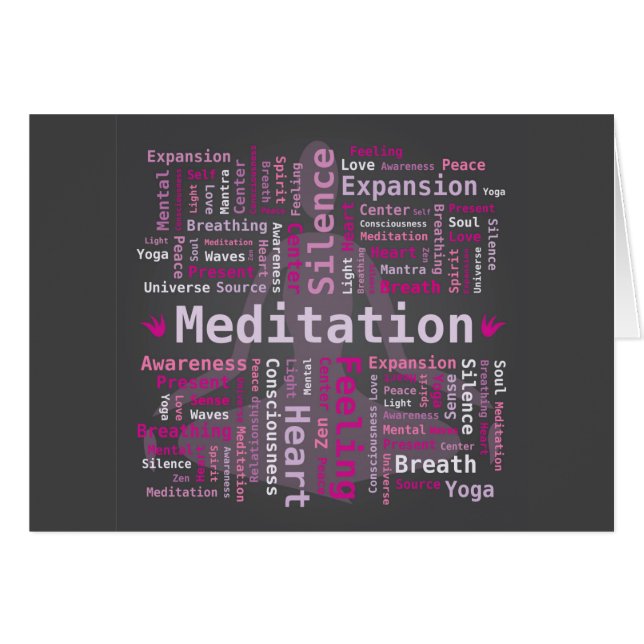 Meditation Word Cloud Pink Colors Black Background (Voorkant Horizontaal)