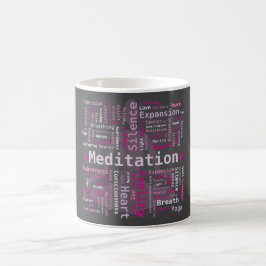 Meditation Word Cloud Pink Colors Black Background Koffiemok