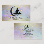 *~* Meditation Yoga Gold Woman + Moon Mindfullness Visitekaartje (Voorkant / Achterkant)