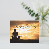 Meditation Yoga silhouette Happy Birthday Kaart (Staand voorkant)