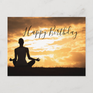 Meditation Yoga silhouette Happy Birthday Kaart