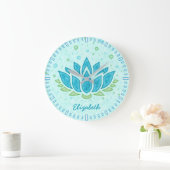Meditation Yoga Space Blue Lotus Flower Zen | Naam Grote Klok (Huis)