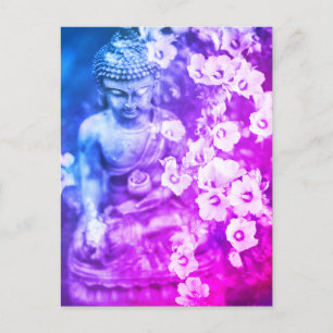 *~* Meditation Zen Buddha Meditate Floral Aqua Briefkaart