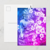 *~* Meditation Zen Buddha Meditate Floral Aqua Briefkaart (Voorkant / Achterkant)
